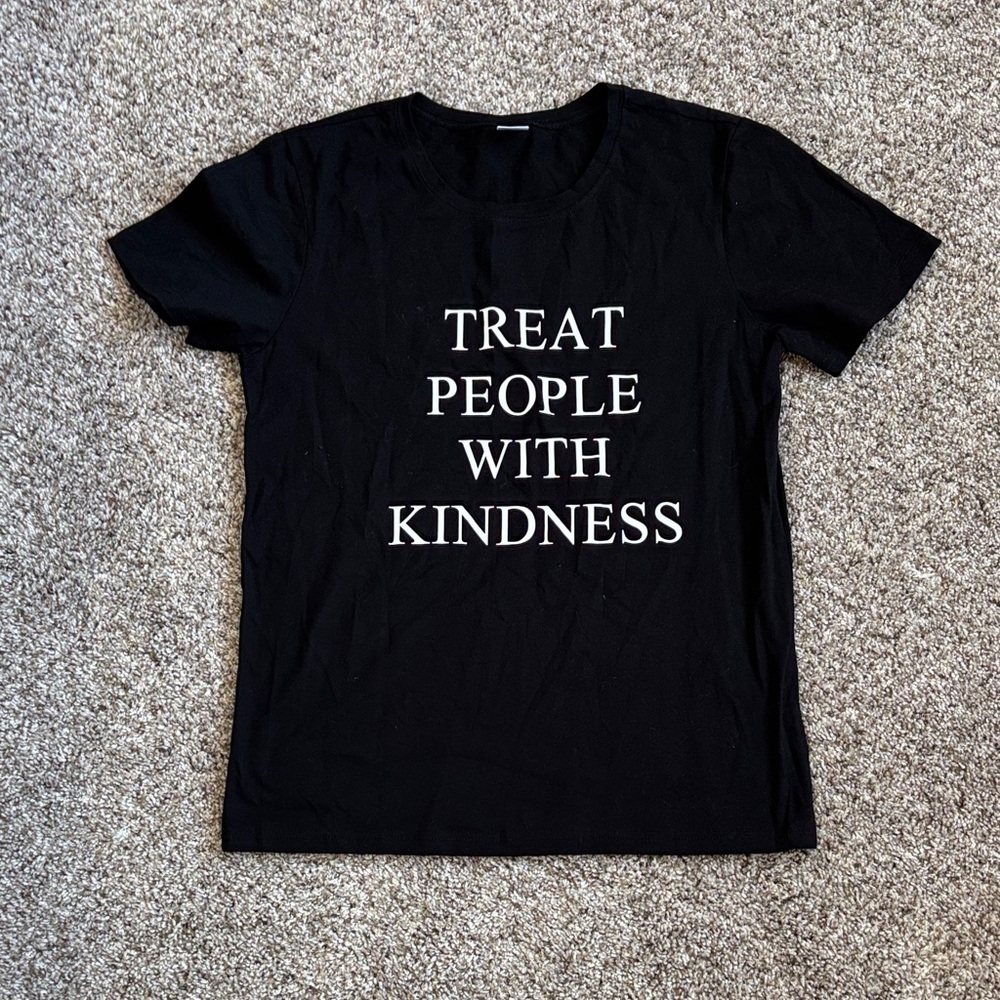 Black Graphic T-Shirt with White Text